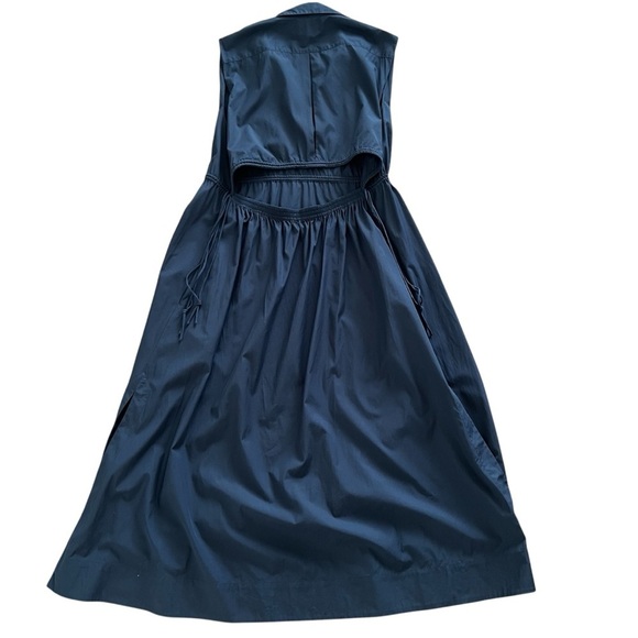 Rag & Bone Soraya 100% Cotton Cut Out Midi Dress in Navy Blue Size Large - Picture 5 of 16